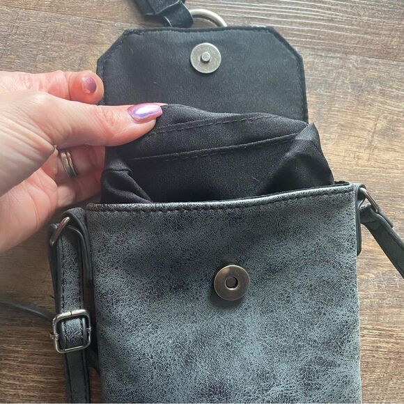 Vegan Leather Purse Crossbody Multiway Waist Fanny Pack Gray Fringe Boho - Picture 9 of 13